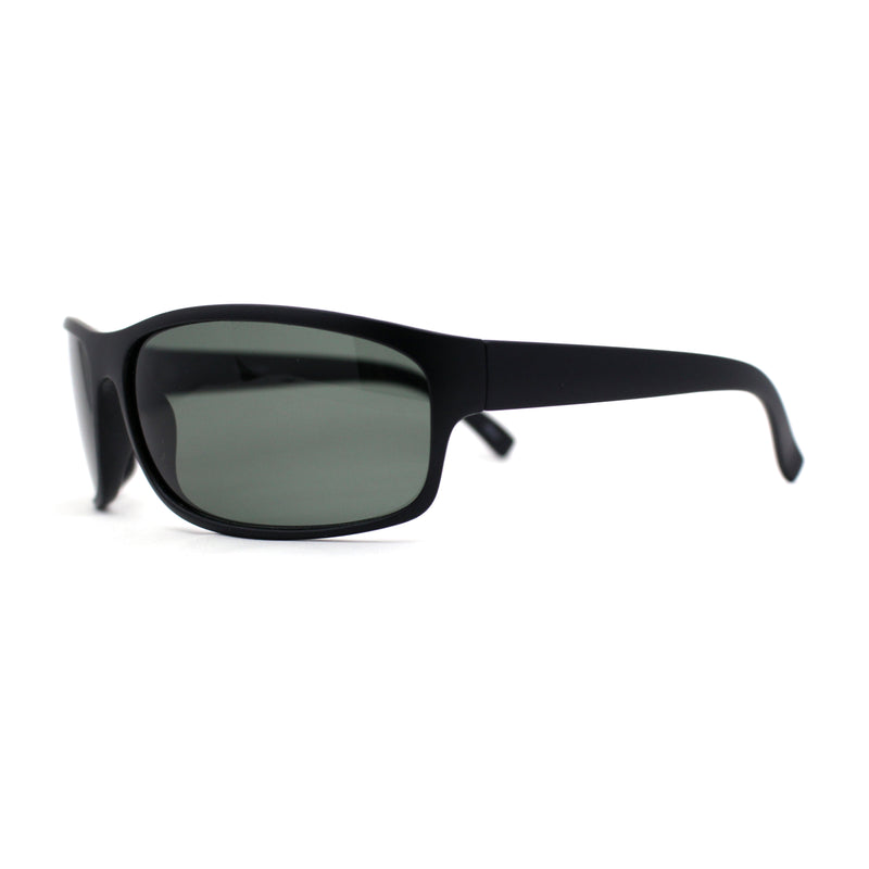 Mens Narrow Rectangle Sport Wrap Around Temper Glass Lens Sunglasses