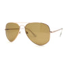 Mens Temper Glass Lens Tear Drop Shape Officer Style Pilots Sunglasses Gold Brown
