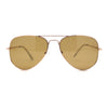 Mens Temper Glass Lens Tear Drop Shape Officer Style Pilots Sunglasses Gold Brown