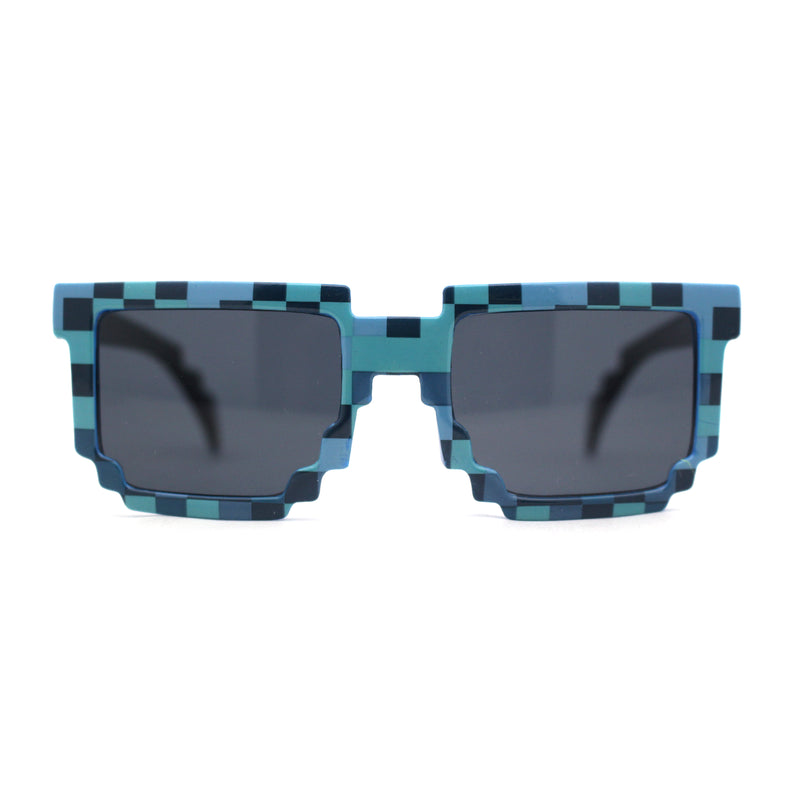 Boys Kid Size 8-bit Pixel Horn Rim Gamer Plastic Sunglasses