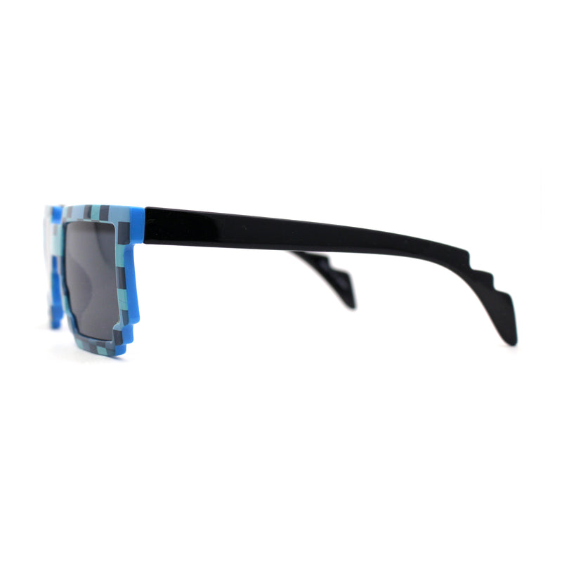 Boys Kid Size 8-bit Pixel Horn Rim Gamer Plastic Sunglasses