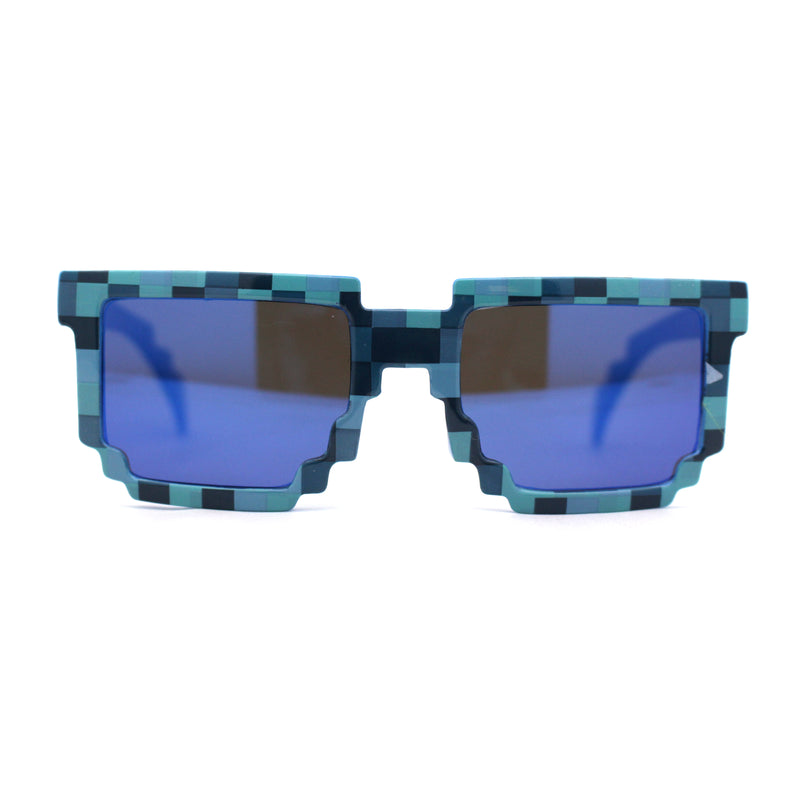 Boys Kid Size 8-bit Pixel Horn Rim Gamer Plastic Sunglasses