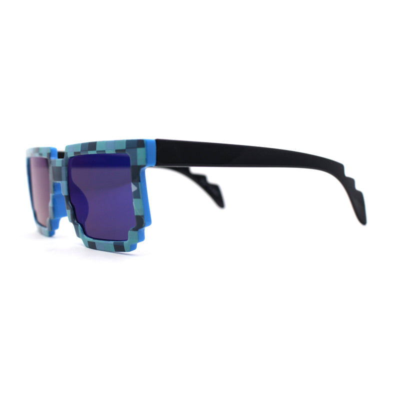 Boys Kid Size 8-bit Pixel Horn Rim Gamer Plastic Sunglasses