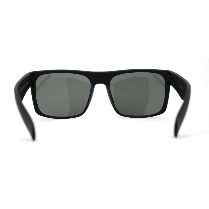 Mens Tempered Glass Lens Flat Top Rectangle Gangster Shade Sunglasses