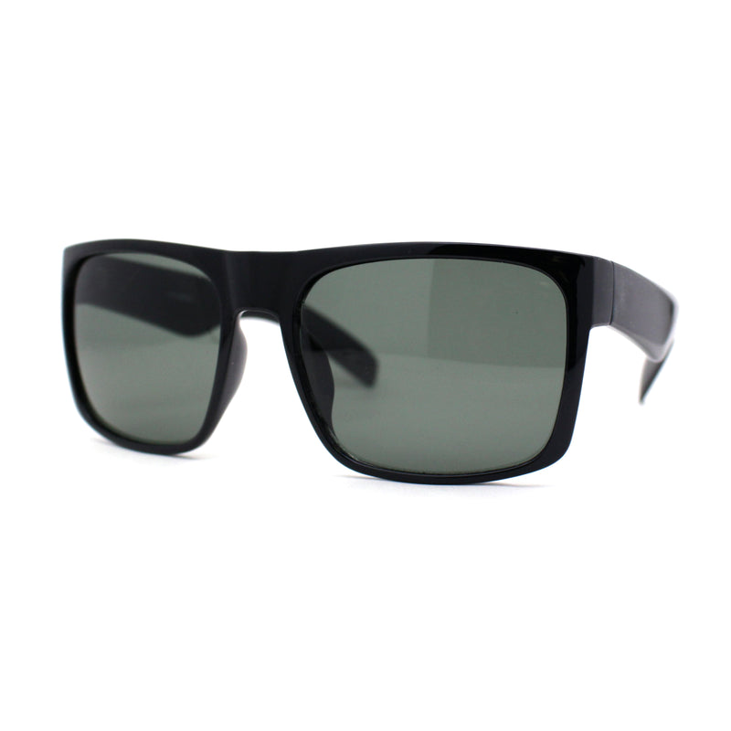 Mens Tempered Glass Lens Flat Top Rectangle Gangster Shade Sunglasses