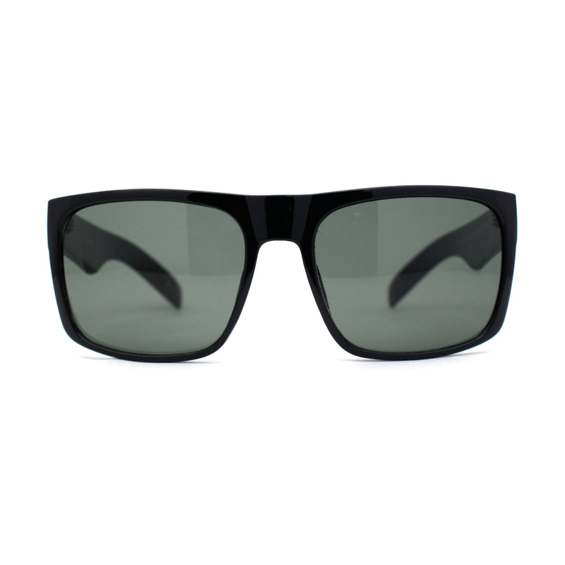 Mens Tempered Glass Lens Flat Top Rectangle Gangster Shade Sunglasses