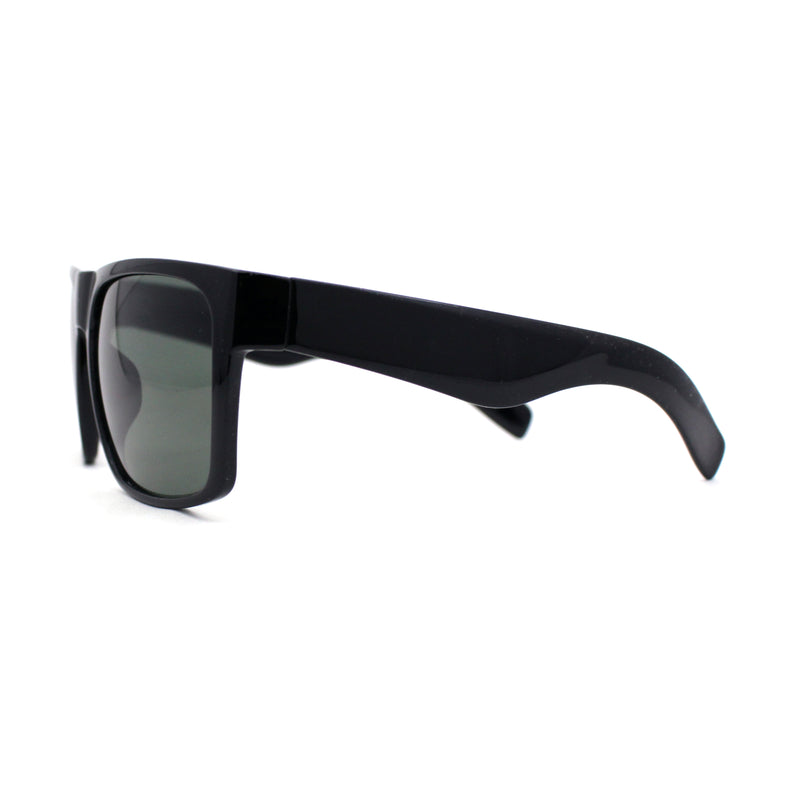 Mens Tempered Glass Lens Flat Top Rectangle Gangster Shade Sunglasses