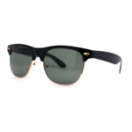 Mens Black Gold Temper Glass Lens Hipster Classic Half Rim Sunglasses