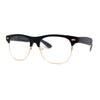 Mens Black Gold Clear Lens Hipster Classic Half Rim Fashion Eyeglasses