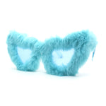 Womens Masquerade Fur Covered Heart Shape Cat Eye Sunglasses