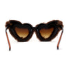 Womens Masquerade Fur Covered Heart Shape Cat Eye Sunglasses