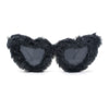 Womens Masquerade Fur Covered Heart Shape Cat Eye Sunglasses