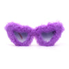 Womens Masquerade Fur Covered Heart Shape Cat Eye Sunglasses