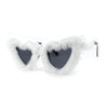 Womens Masquerade Fur Covered Heart Shape Cat Eye Sunglasses