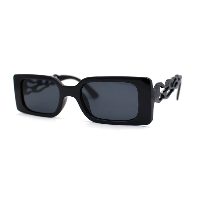 Hot Rod Flame Arm Mod Rectangle Plastic Sunglasses