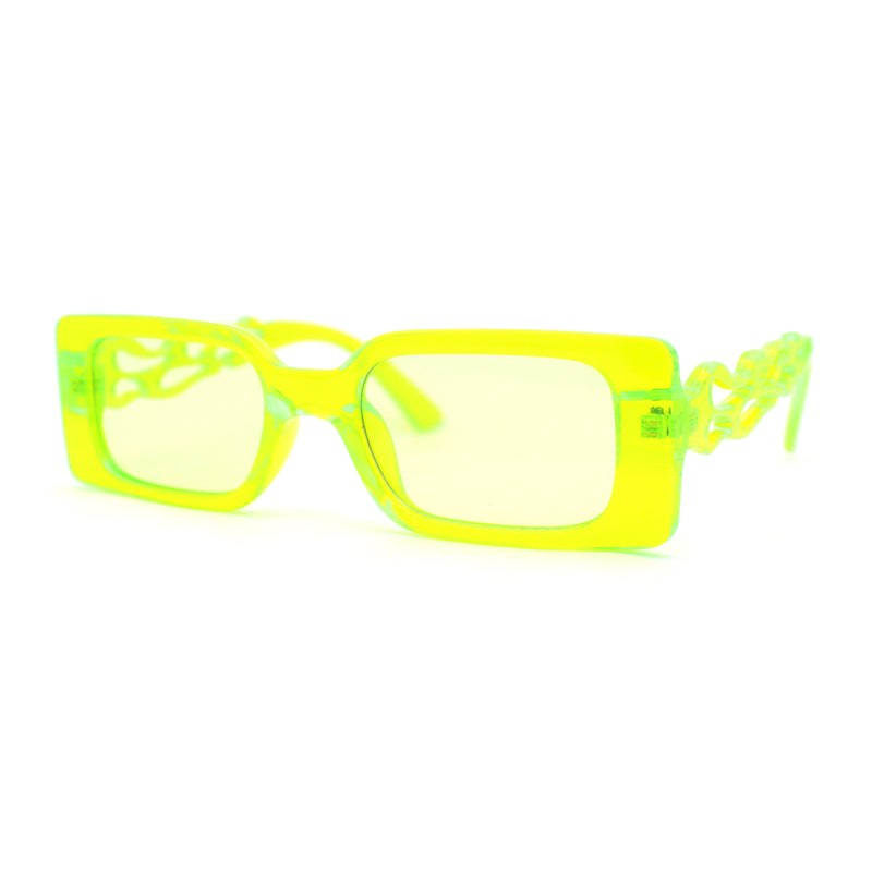 Hot Rod Flame Arm Mod Rectangle Plastic Sunglasses