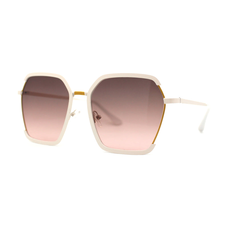 Womens Modern Designer Fashion Metal Rim Geometric Sunglasses