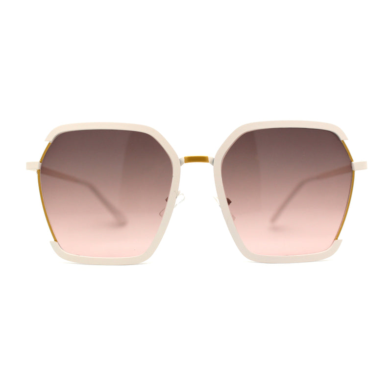 Womens Modern Designer Fashion Metal Rim Geometric Sunglasses