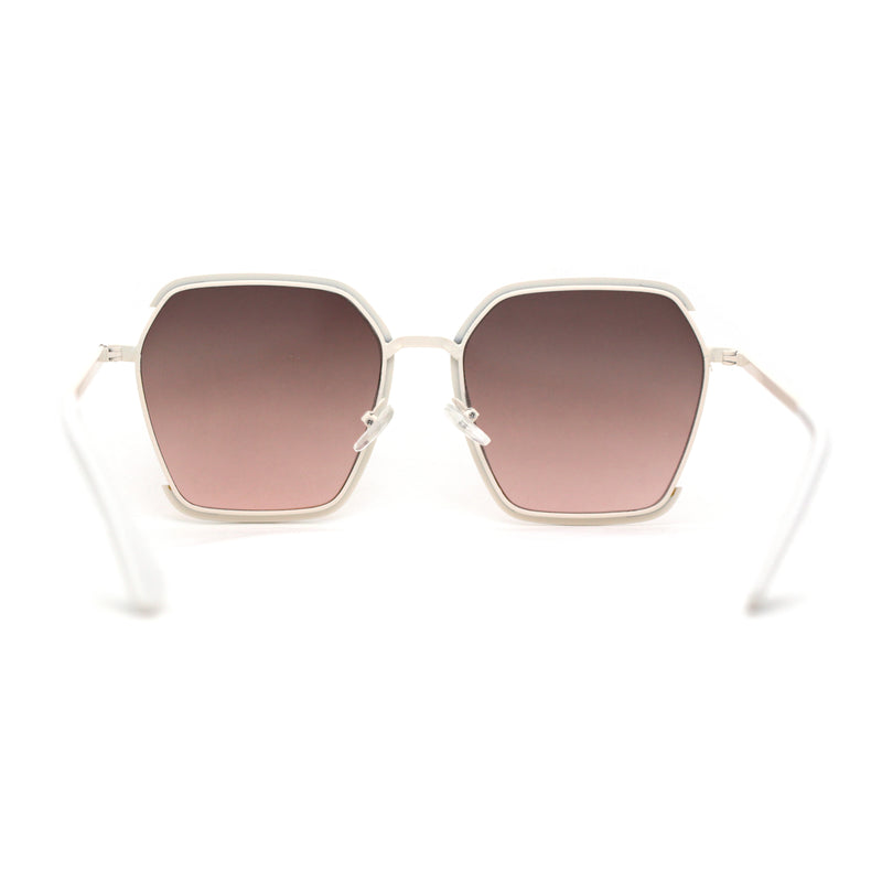 Womens Modern Designer Fashion Metal Rim Geometric Sunglasses