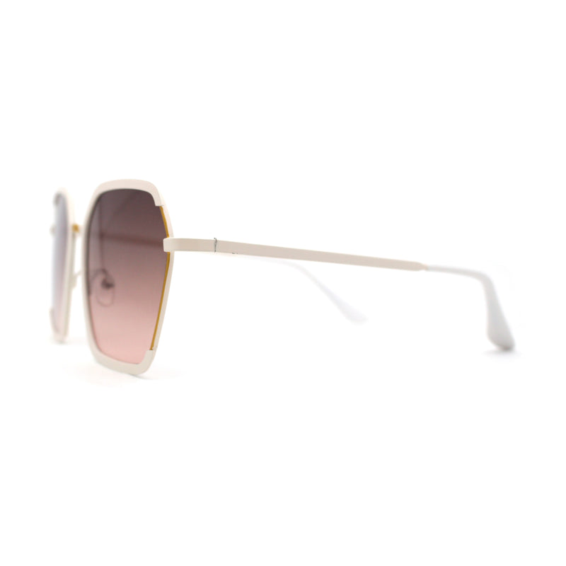 Womens Modern Designer Fashion Metal Rim Geometric Sunglasses