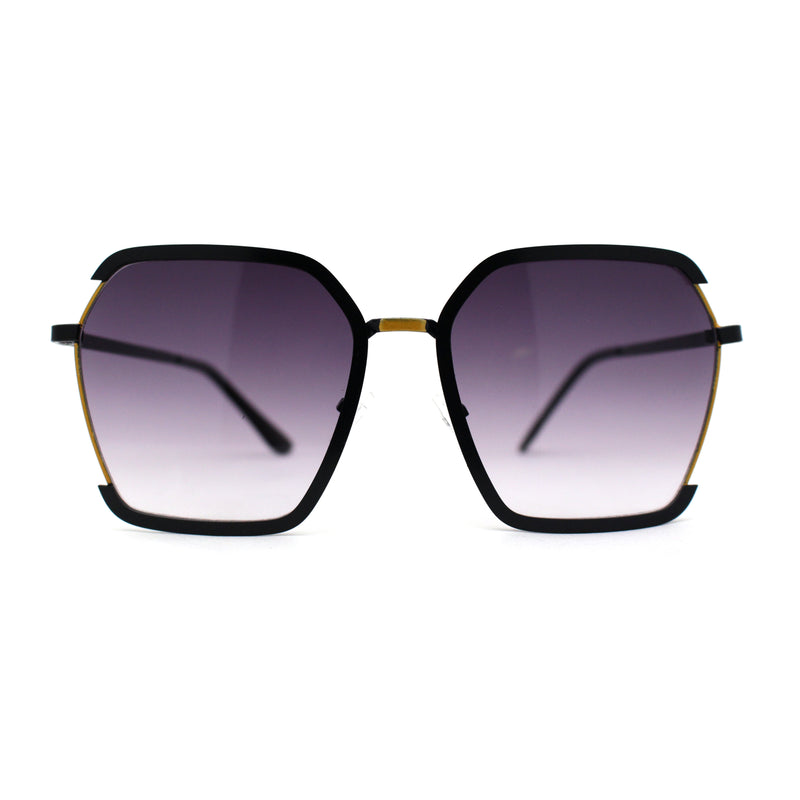 Womens Modern Designer Fashion Metal Rim Geometric Sunglasses