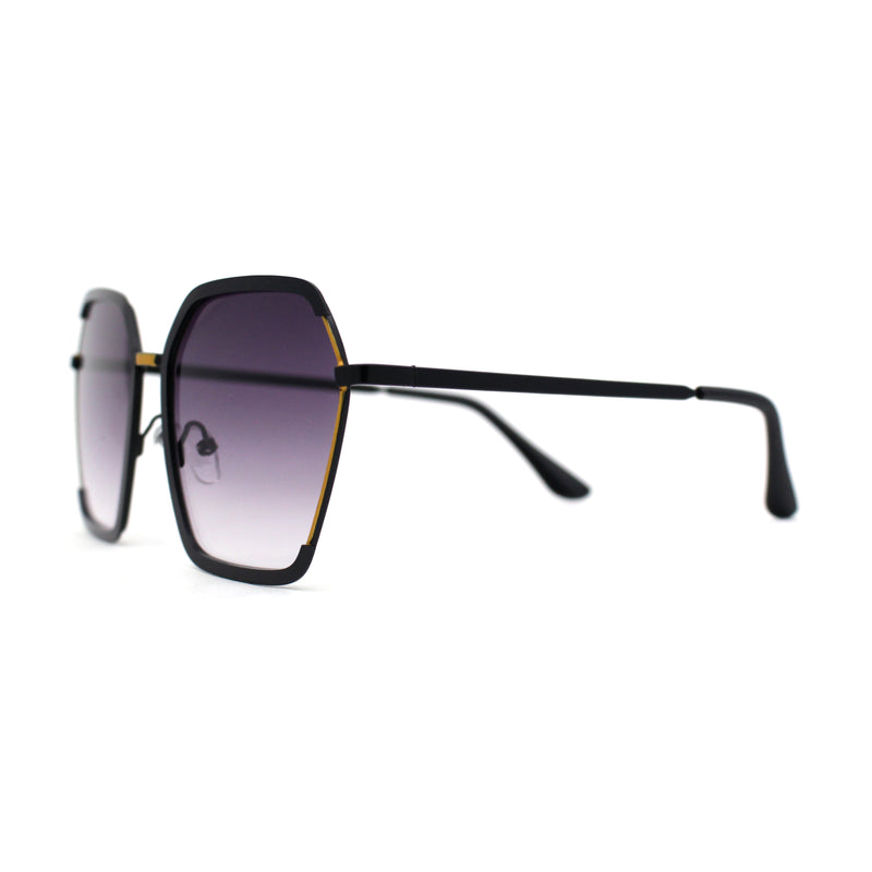 Womens Modern Designer Fashion Metal Rim Geometric Sunglasses