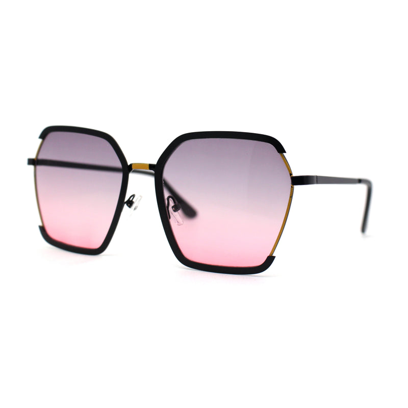 Womens Modern Designer Fashion Metal Rim Geometric Sunglasses