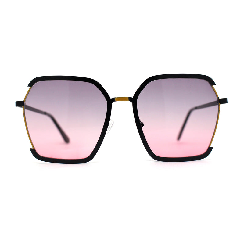 Womens Modern Designer Fashion Metal Rim Geometric Sunglasses