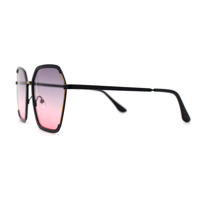 Womens Modern Designer Fashion Metal Rim Geometric Sunglasses
