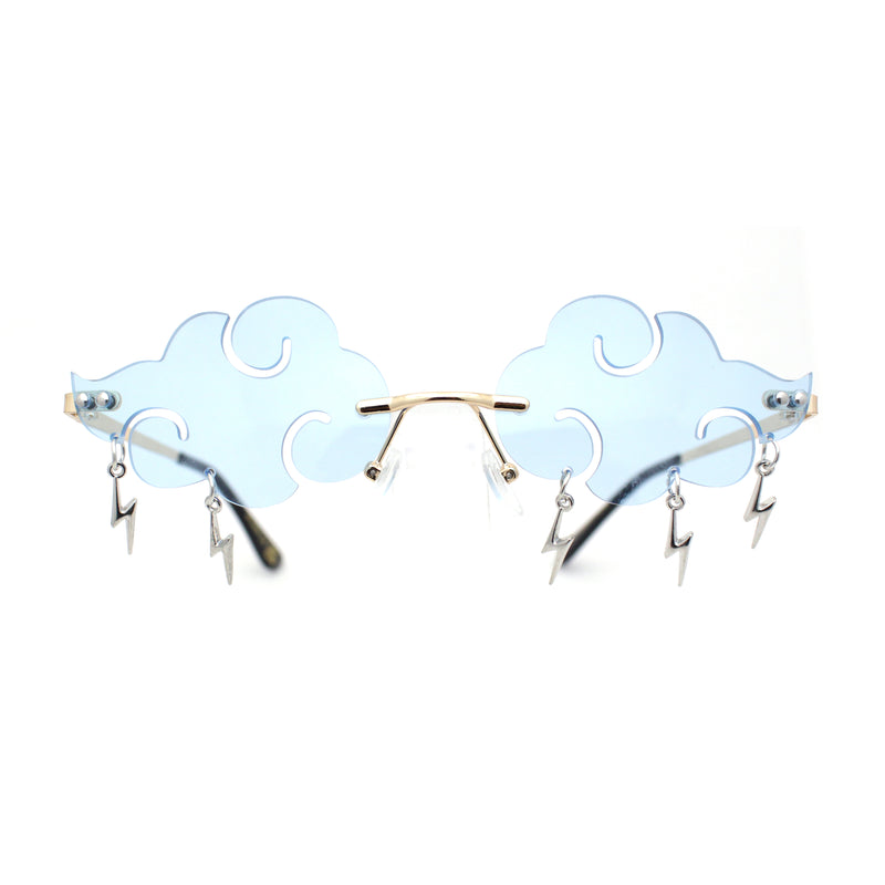 Rimless Cloud Shape Lens Lightning Bolt Tessle Runway Fashion Sunglasses