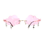 Rimless Cloud Shape Lens Lightning Bolt Tessle Runway Fashion Sunglasses