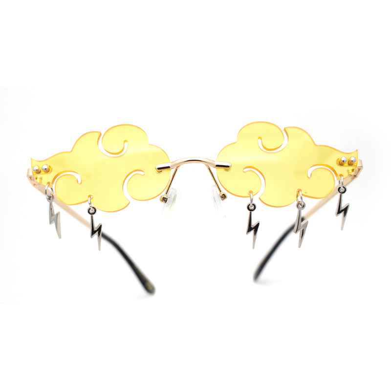 Rimless Cloud Shape Lens Lightning Bolt Tessle Runway Fashion Sunglasses