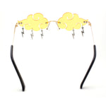 Rimless Cloud Shape Lens Lightning Bolt Tessle Runway Fashion Sunglasses