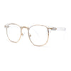 Mens Iconic Half Rim Hipster Fashion Glasses Clear Gold