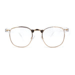 Mens Iconic Half Rim Hipster Fashion Glasses Clear Gold