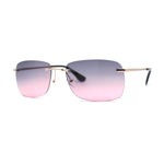 Womens Rimless Narrow Rectangle 90s Retro Sunglasses