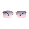 Womens Rimless Narrow Rectangle 90s Retro Sunglasses