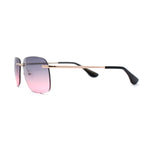 Womens Rimless Narrow Rectangle 90s Retro Sunglasses