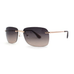 Womens Rimless Narrow Rectangle 90s Retro Sunglasses