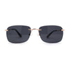 Womens Rimless Narrow Rectangle 90s Retro Sunglasses