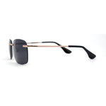 Womens Rimless Narrow Rectangle 90s Retro Sunglasses