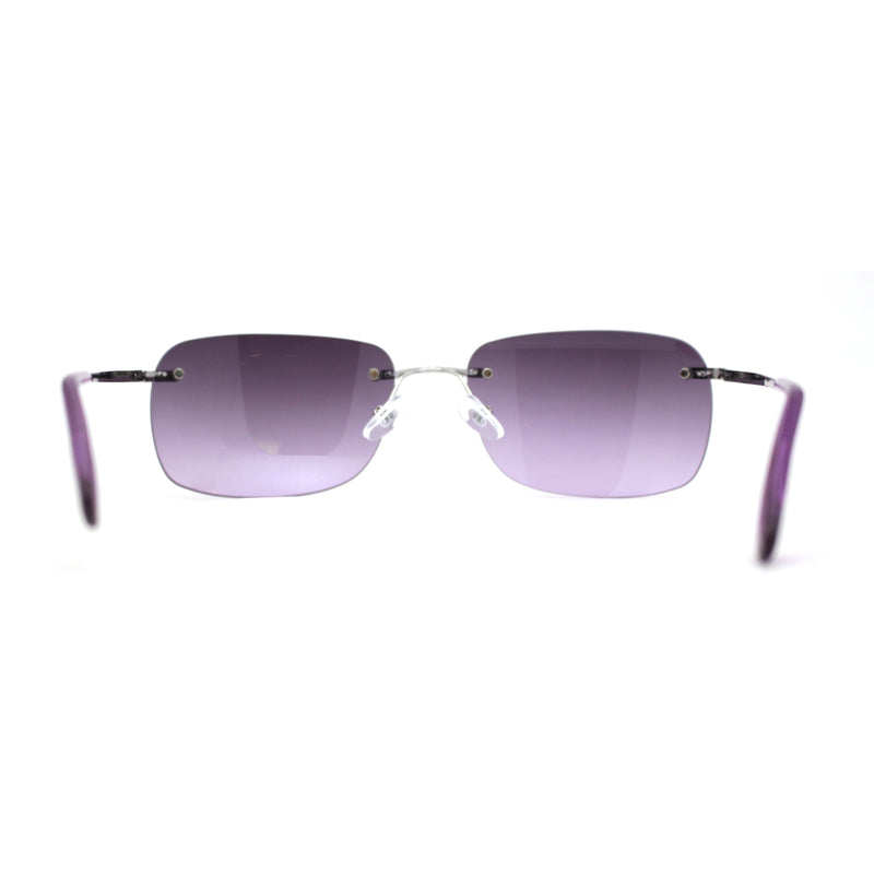 Womens Rimless Narrow Rectangle 90s Retro Sunglasses