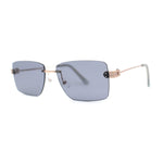 Womens Slick Minimal Luxury Rimless Rectangle Retro 90s Sunglasses