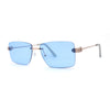 Womens Slick Minimal Luxury Rimless Rectangle Retro 90s Sunglasses