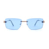 Womens Slick Minimal Luxury Rimless Rectangle Retro 90s Sunglasses