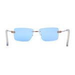 Womens Slick Minimal Luxury Rimless Rectangle Retro 90s Sunglasses