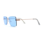 Womens Slick Minimal Luxury Rimless Rectangle Retro 90s Sunglasses