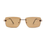 Womens Slick Minimal Luxury Rimless Rectangle Retro 90s Sunglasses