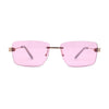 Womens Slick Minimal Luxury Rimless Rectangle Retro 90s Sunglasses