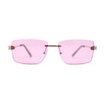 Womens Slick Minimal Luxury Rimless Rectangle Retro 90s Sunglasses